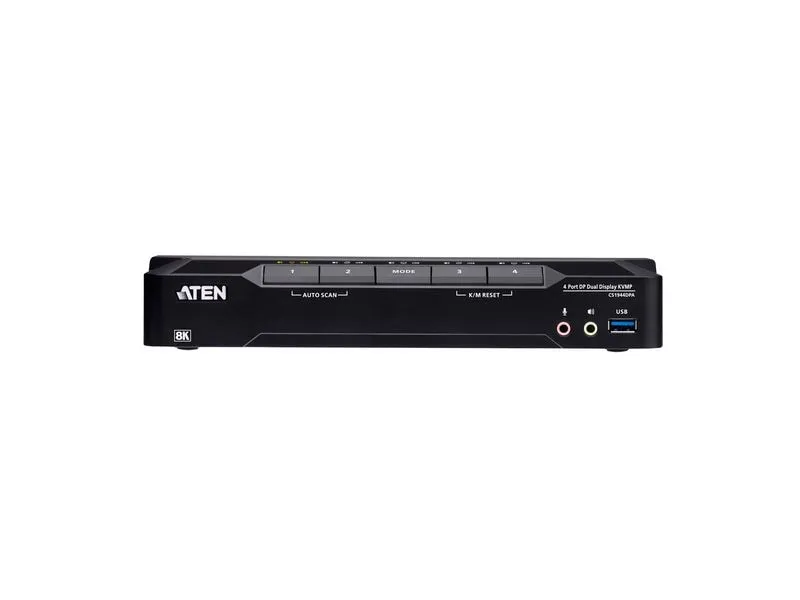 Aten Aten KVM-Switch 4-fach Audio/DP(Displayport)/USB 3.0, 8K, Dual Display,