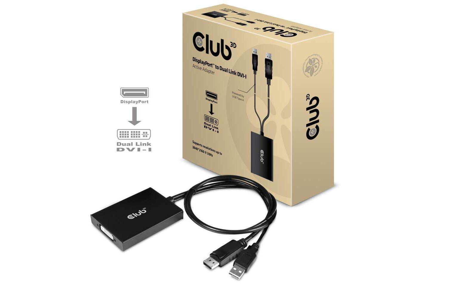 Club 3D Adapter DisplayPort - DVI-I Aktiv