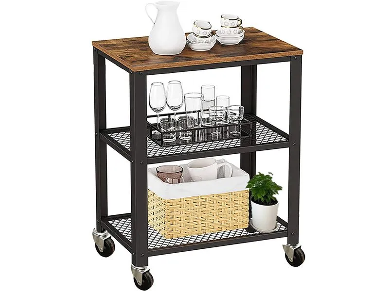 relaxdays Küchenwagen 77.5 x 60 cm Schwarz/Braun relaxdays Küchenwagen 77.5 x 60 cm Schwarz/Braun
