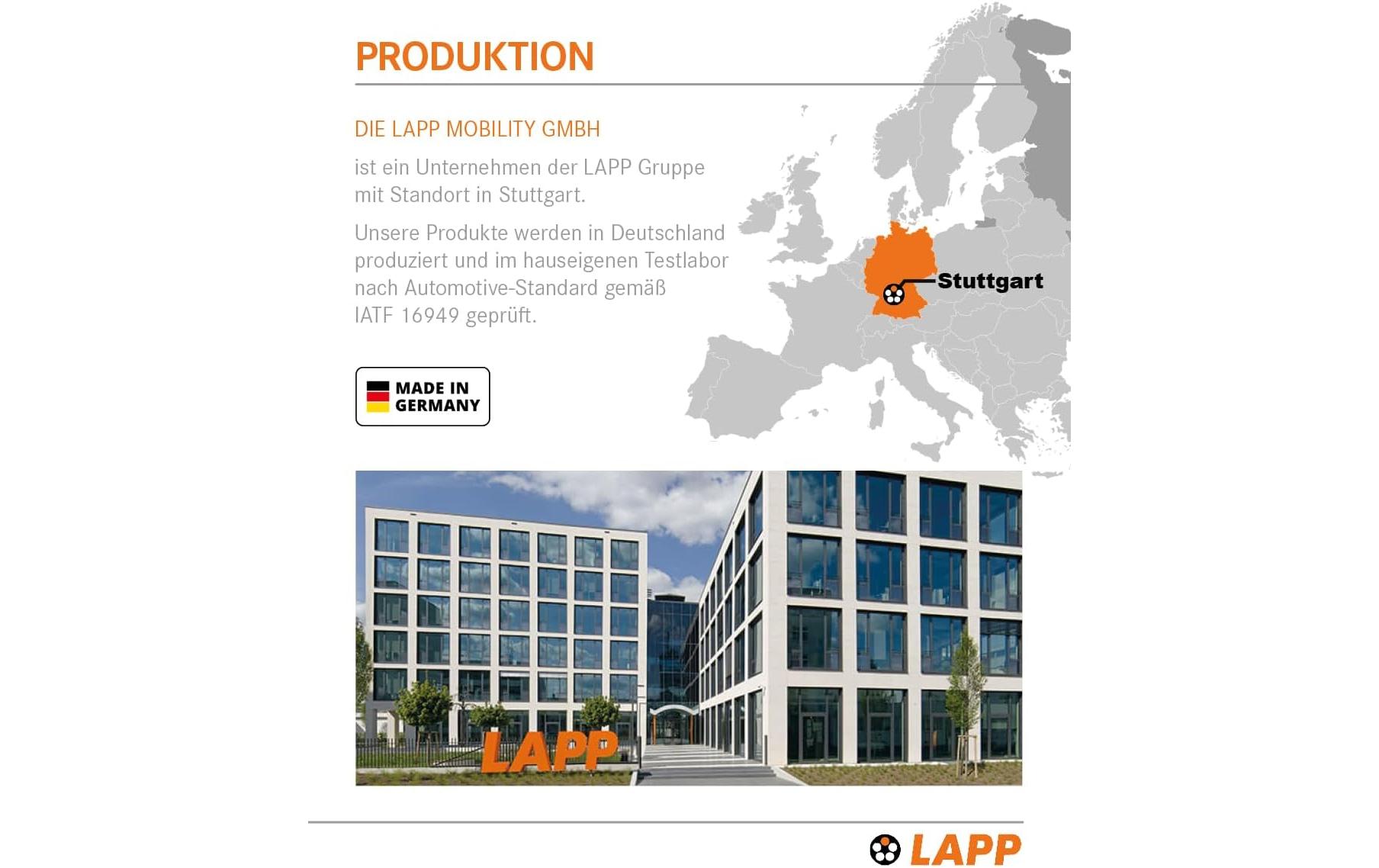 Lapp Ladekabel für Elektroauto Typ 2, 7.4kW, 32A, 5 m, Schwarz