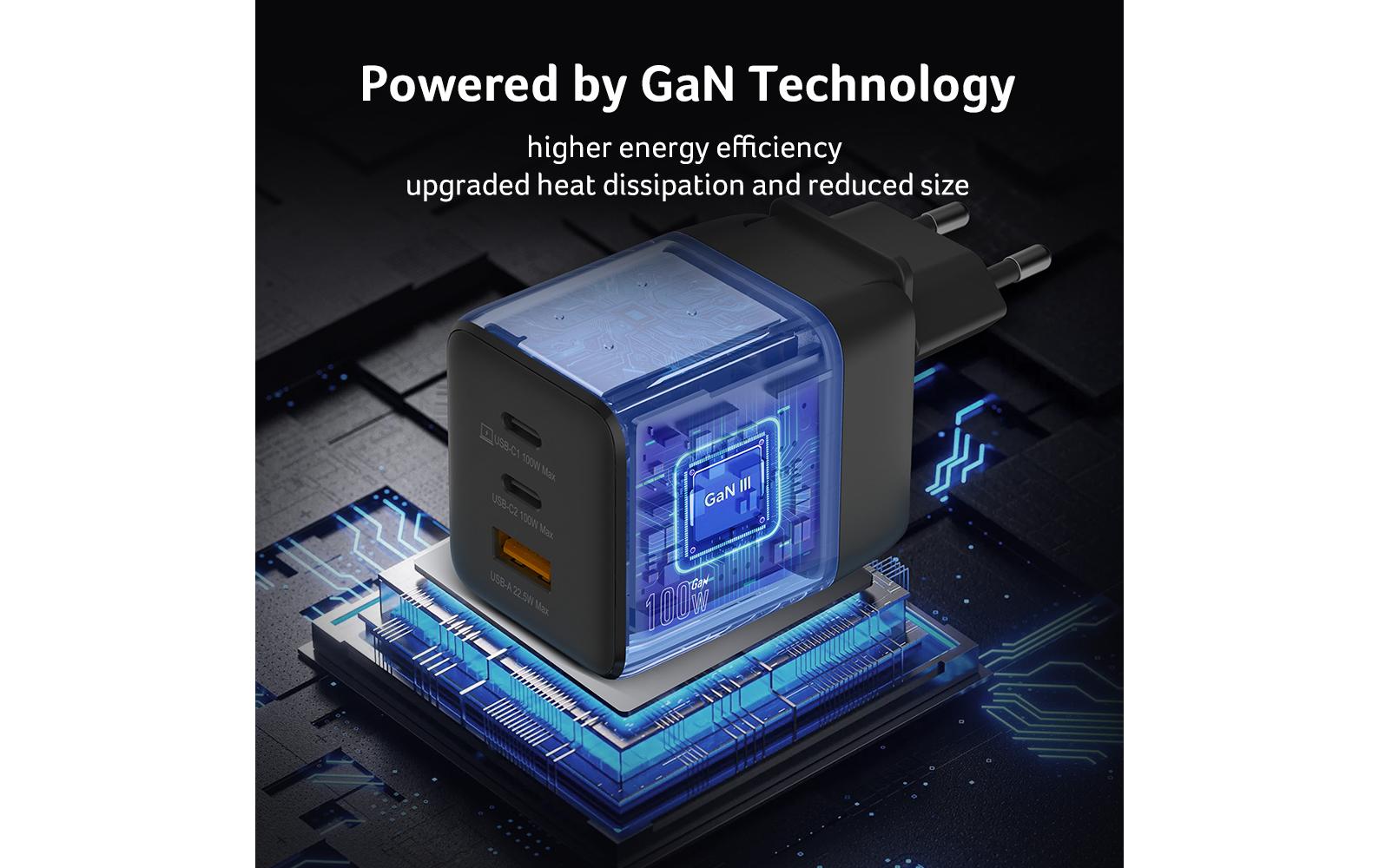 Acer Netzteil AC-Adapter 100W 2x USB-C, 1x USB-A