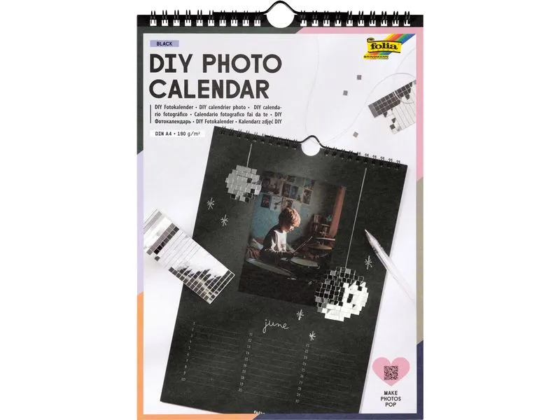 Folia Bastel-Dauerkalender A4 Schwarz 190 g/m²