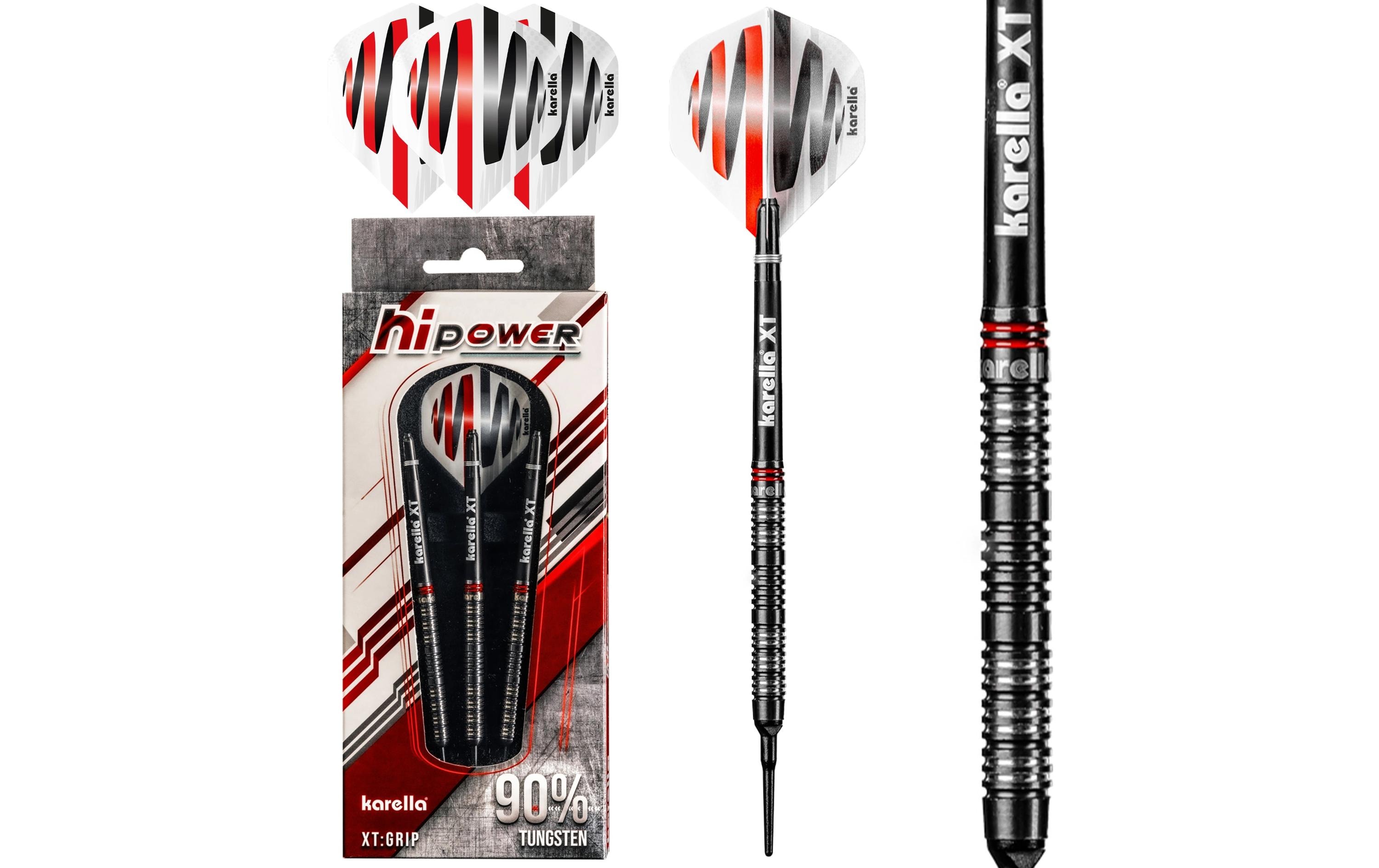 Karella Dartpfeile Softdart HiPower 18g, 3 Stück – Schwarz