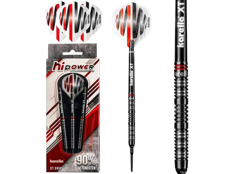 Karella Dartpfeile Softdart HiPower 18g, 3 Stück – Schwarz