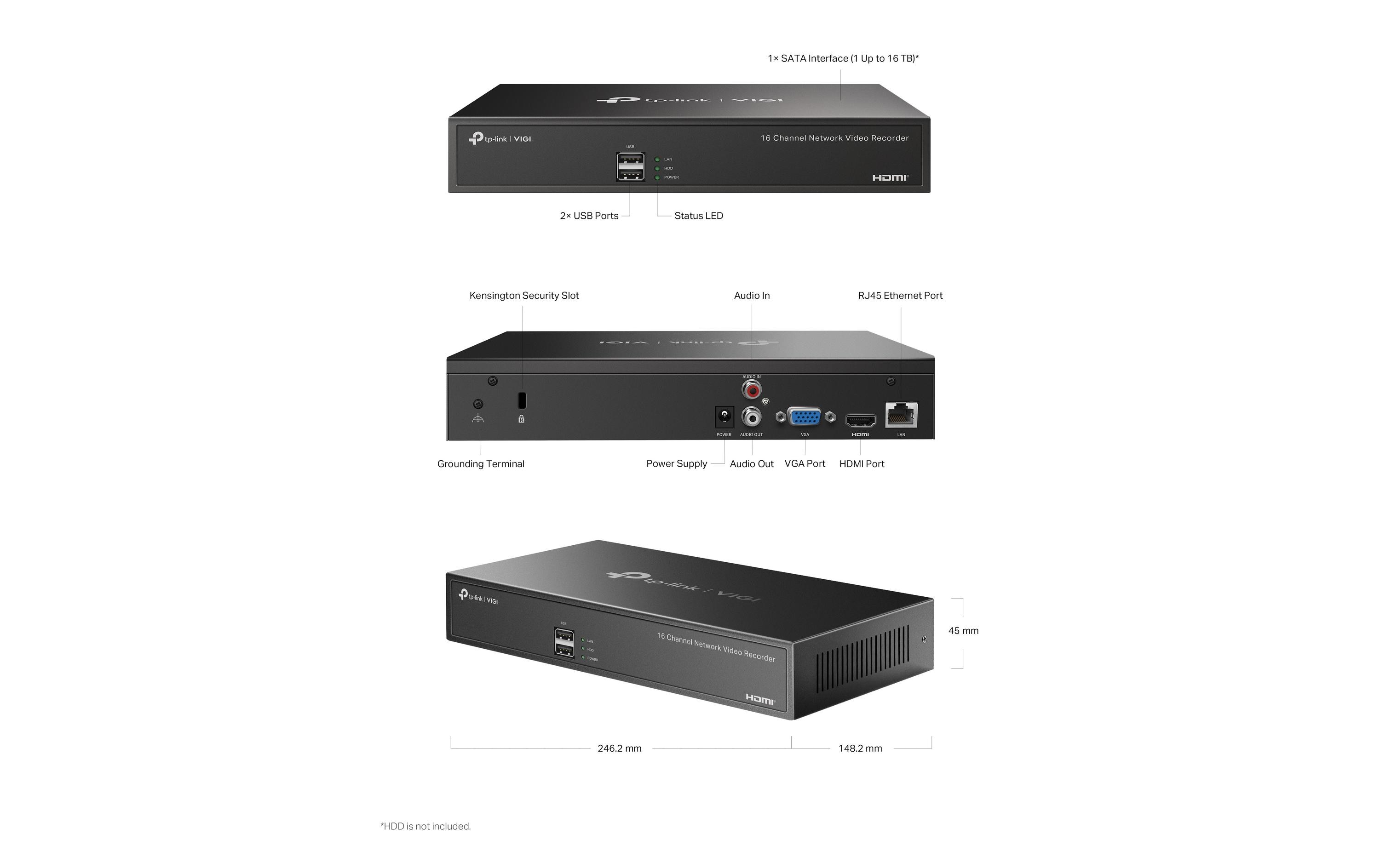 TP-Link VIGI NVR1016H 0 TB, 16 Kanal