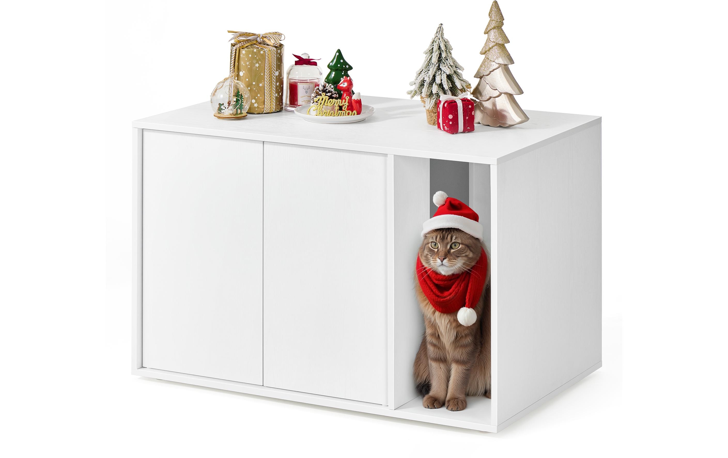 Feandrea Katzenhaus für Katzentoilette Weiss