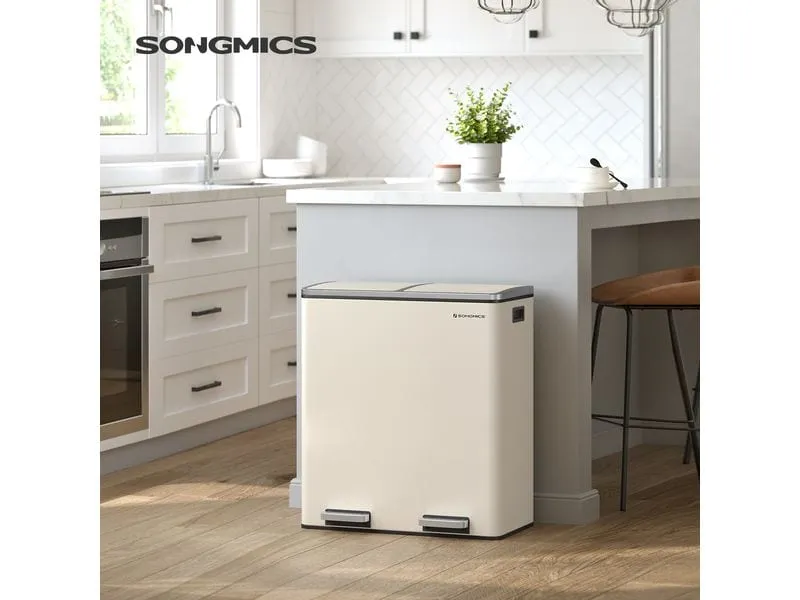 Songmics Abfalleimer 60 l, Edelweiss