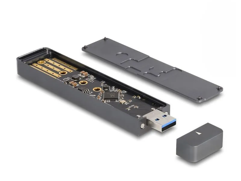 Delock Externes Gehäuse M.2 NVMe PCIe SSD, SATA SSD mit USB-A
