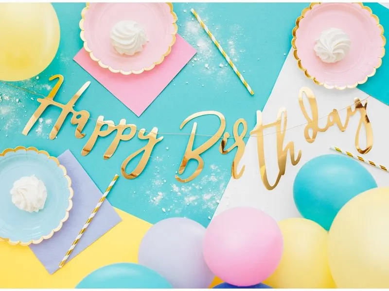Partydeco Girlande Happy Birthday Gold, 16.5 x 62 cm Partydeco Girlande Happy Birthday Gold, 16.5 x 62 cm