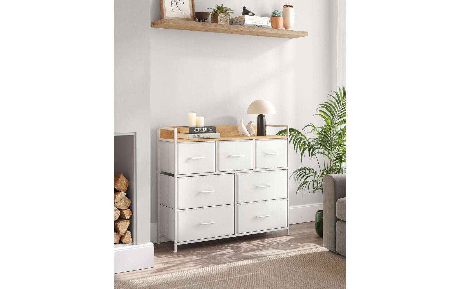 Songmics Kommode mit 7 Schubladen 98 x 85 cm, Weiss