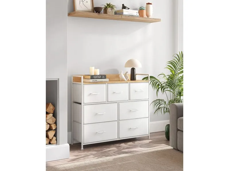 Songmics Kommode mit 7 Schubladen 98 x 85 cm, Weiss Songmics Kommode mit 7 Schubladen 98 x 85 cm, Weiss