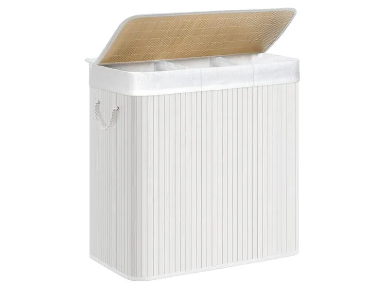 Songmics Wäschekorb mit Deckel 150 l, Weiss