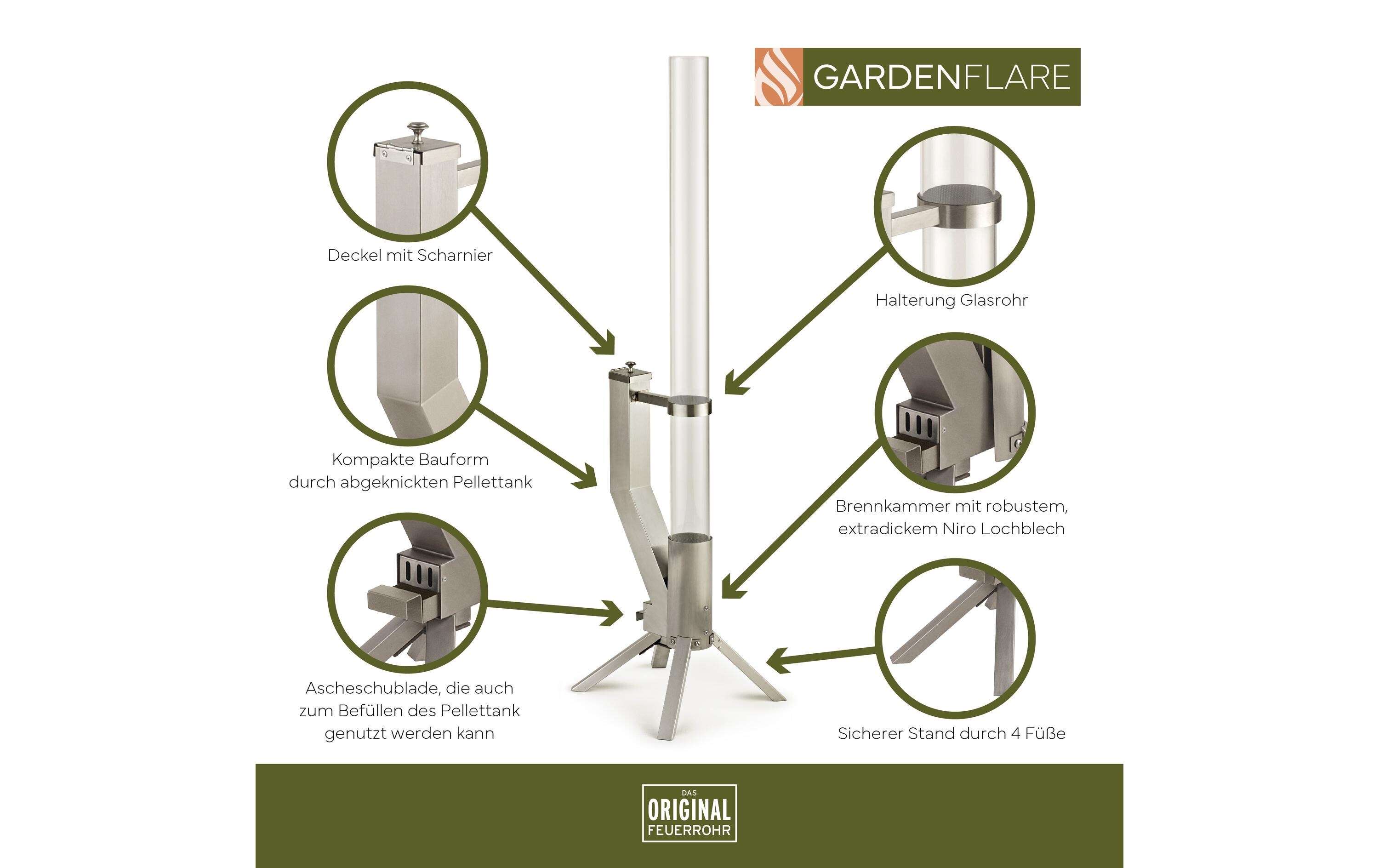 Gardenflare Klassik Feuerrohr Silber