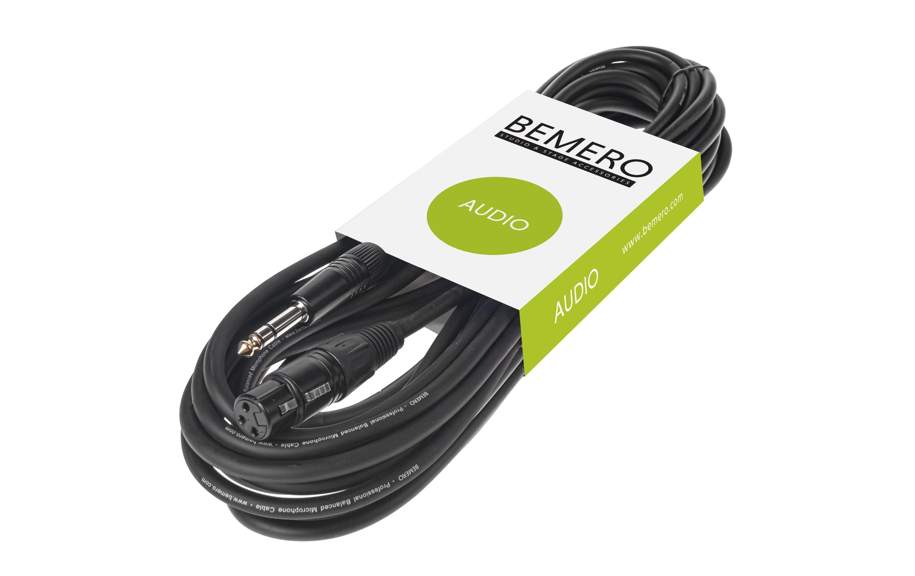 Bemero XLR-Kabel XLRf - 6.3 Klinken symmetrisch 10 m, Schwarz