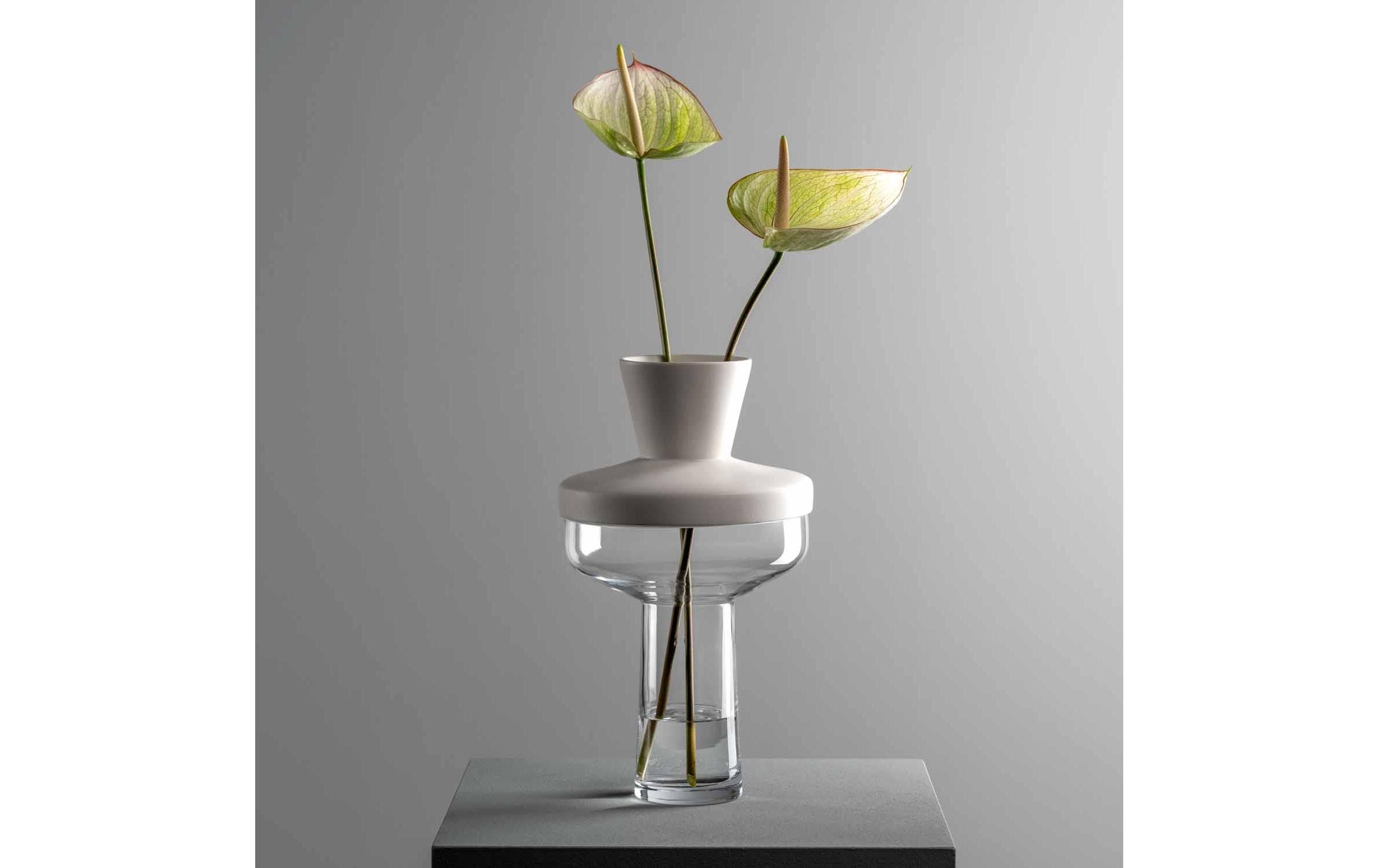 Leonardo Vase + Top Riva 36 cm, Transparent
