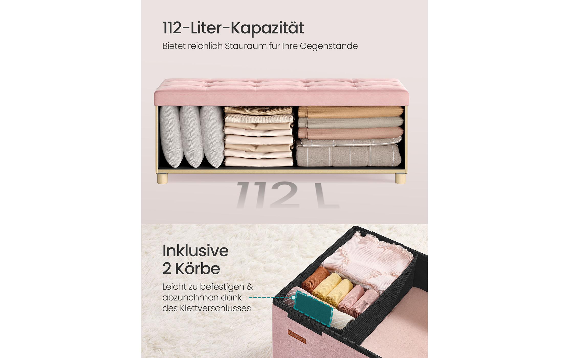 Songmics Sitztruhe Ottomane 110 x 40 cm, Rosa