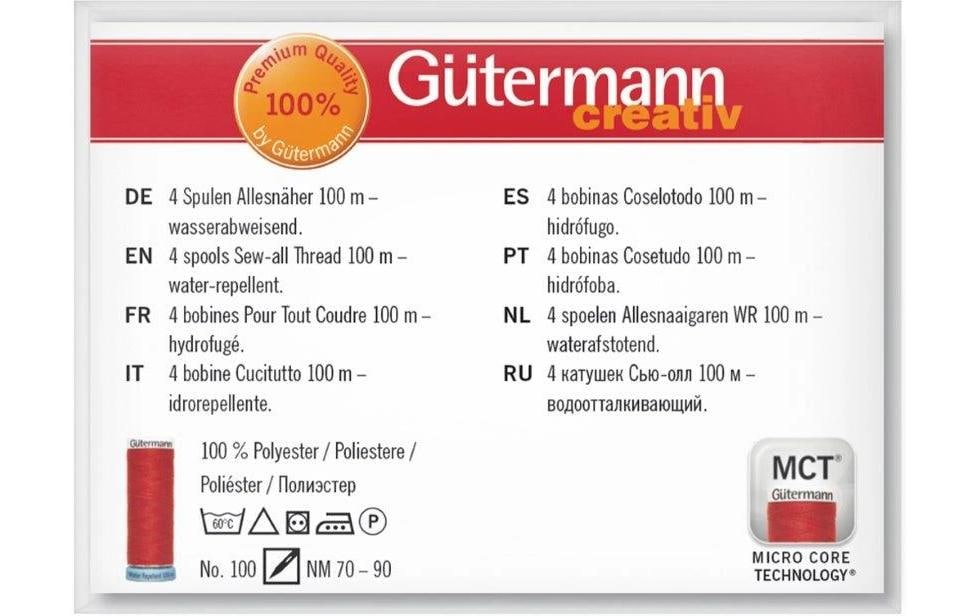 Gütermann Nähgarn-Set Water Repellent 4 Stück, Beige/Braun/Grün/Weiss