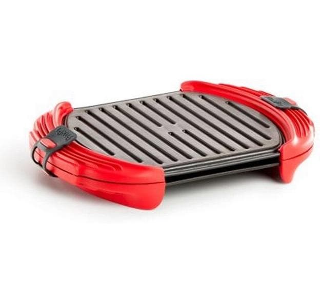 Lékué Mikrowellen-Grill XL 27 cm, Rot/Schwarz