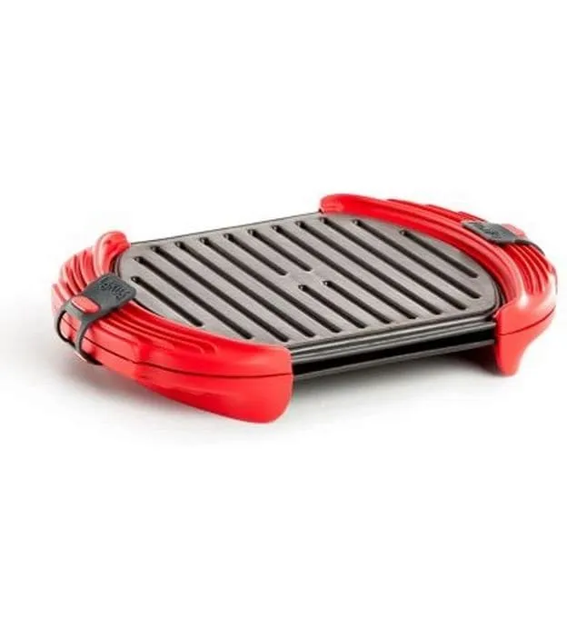 Lékué Mikrowellen-Grill XL 27 cm, Rot/Schwarz