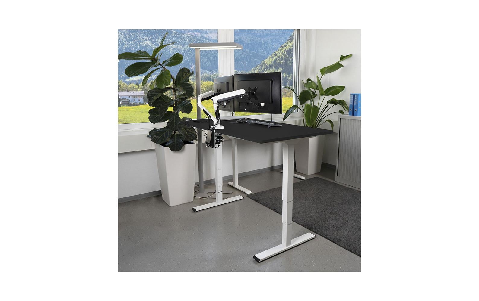 Contini höhenverstellbarer Bürotisch 1.6x0.8 m Schwarz/Gestell weiss