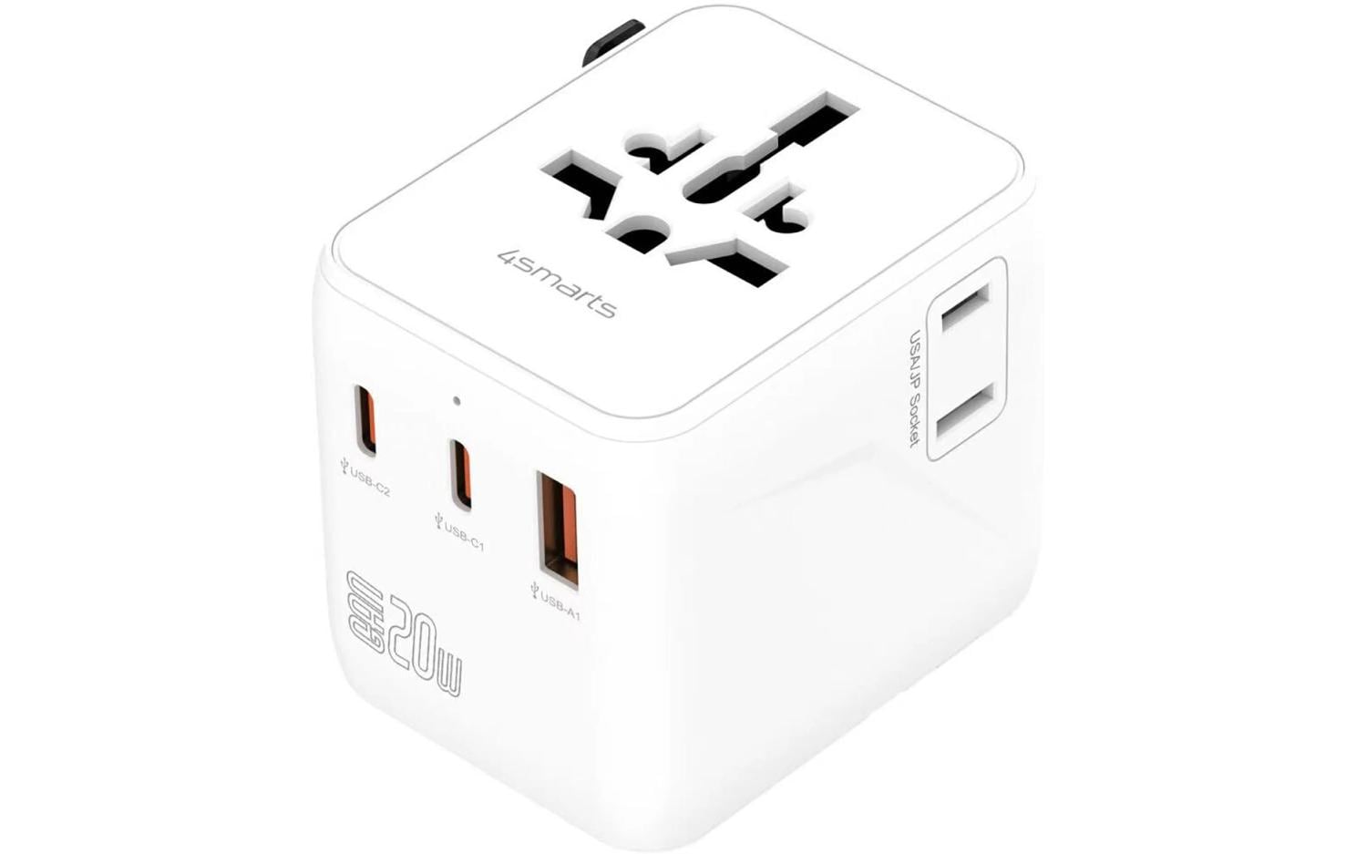 4smarts Weltreiseadapter Nomad GaN 20W 2C+1A, Weiss
