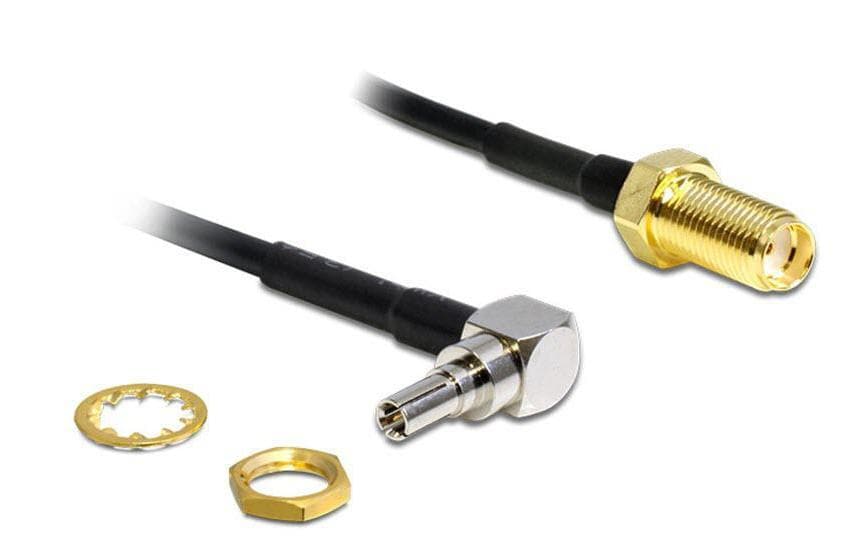 Delock Antennenadapter 90°, 20cm, SMA Buchse (f) - CRC9 Stecker (m)