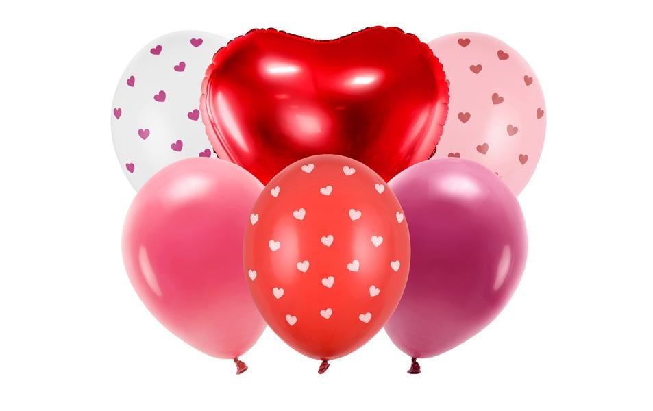 Partydeco Be Mine Valentine Rosa/Rot, 30 cm, 6 Stk
