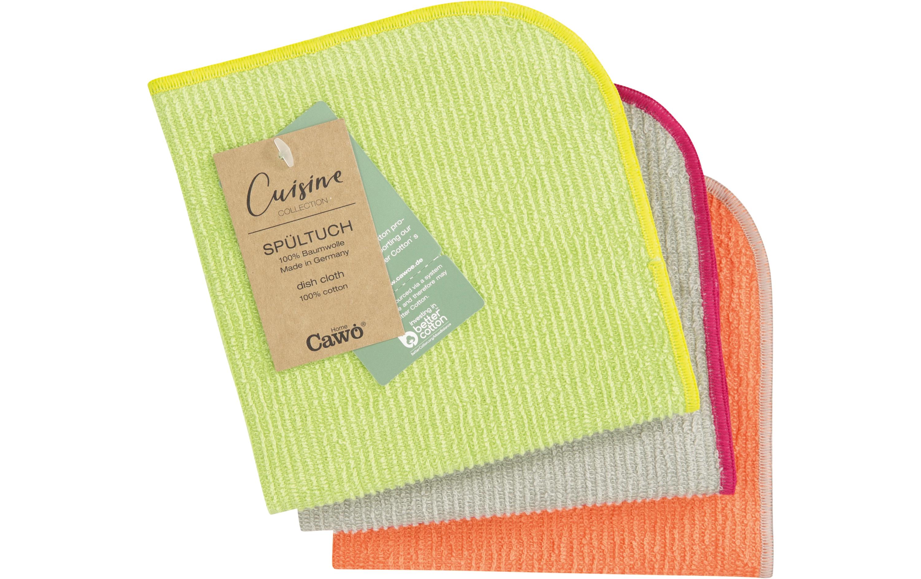 Cawö Abwaschlappen Trio 30 x 30 cm, 3 Stück, Pistazie/Mandarine