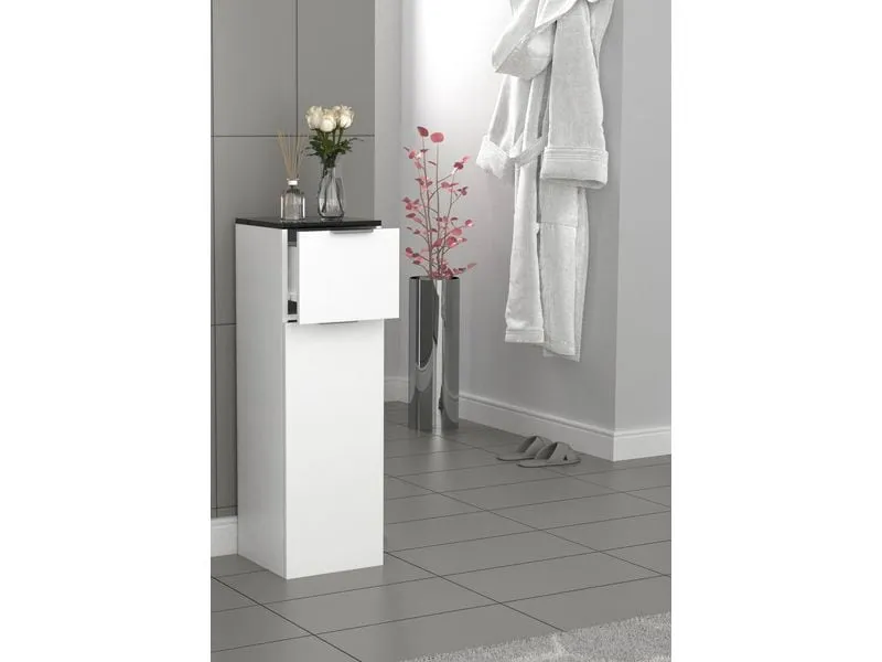 VCM Badezimmerregal Donali 30 x 95 cm, Schwarz/Weiss