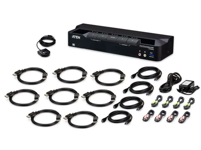 Aten Aten KVM-Switch 4-fach Audio/DP(Displayport)/USB 3.0, 8K, Dual Display, Aten Aten KVM-Switch 4-fach Audio/DP(Displayport)/USB 3.0, 8K, Dual Display,