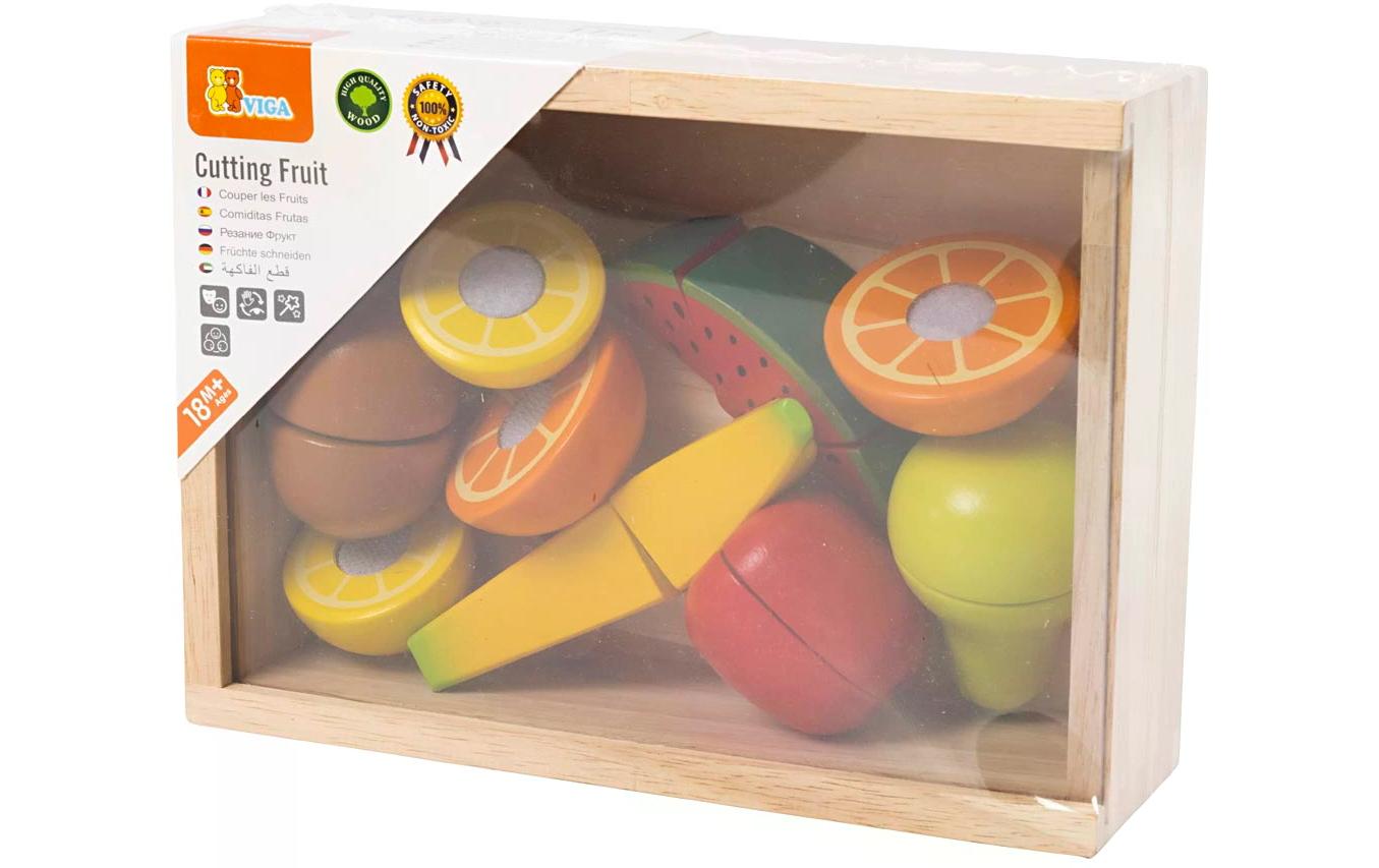 Viga Spiel-Lebensmittel Obstset zum Schneiden 17 Teile