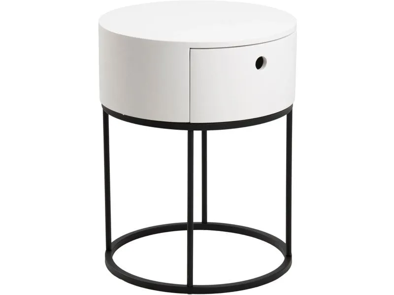 AC Design Nachttisch Polo Ø 40 x 51 cm, Schwarz/Weiss