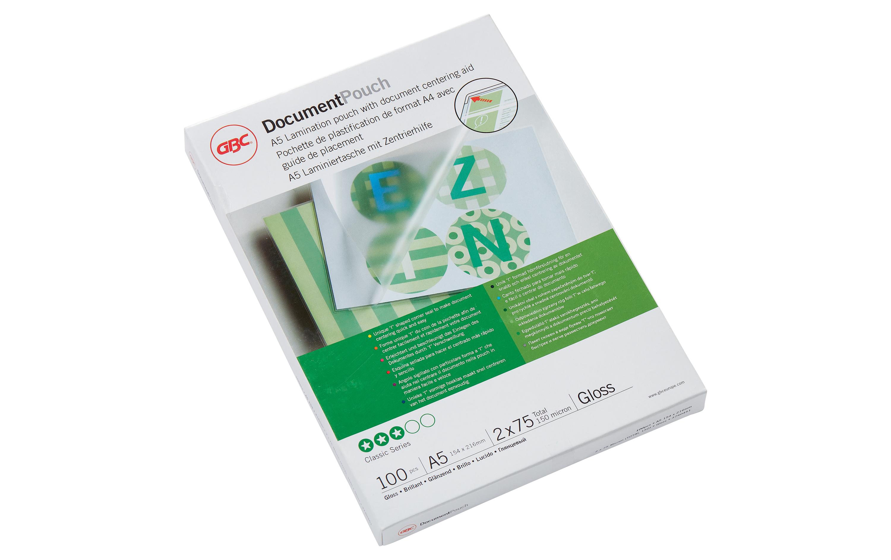 GBC Laminierfolie A5, , 100 Stück, Glänzend GBC Laminierfolie A5, , 100 Stück, Glänzend