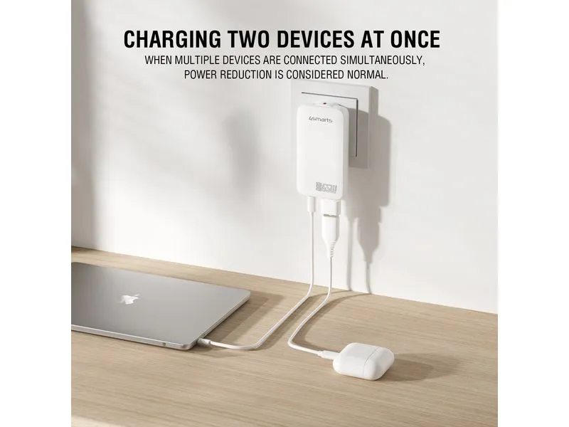 4smarts Netzladegerät FlatPlug Slim Dual 65W GaN 2C, weiss 4smarts Netzladegerät FlatPlug Slim Dual 65W GaN 2C, weiss