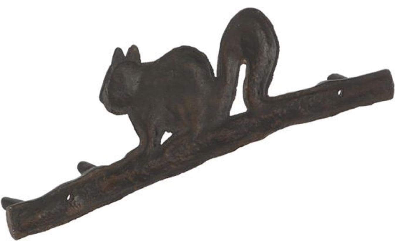 Esschert Design Wandhaken Eichhörnchen auf Ast Dunkelbraun, 36.4 x 10.7 cm
