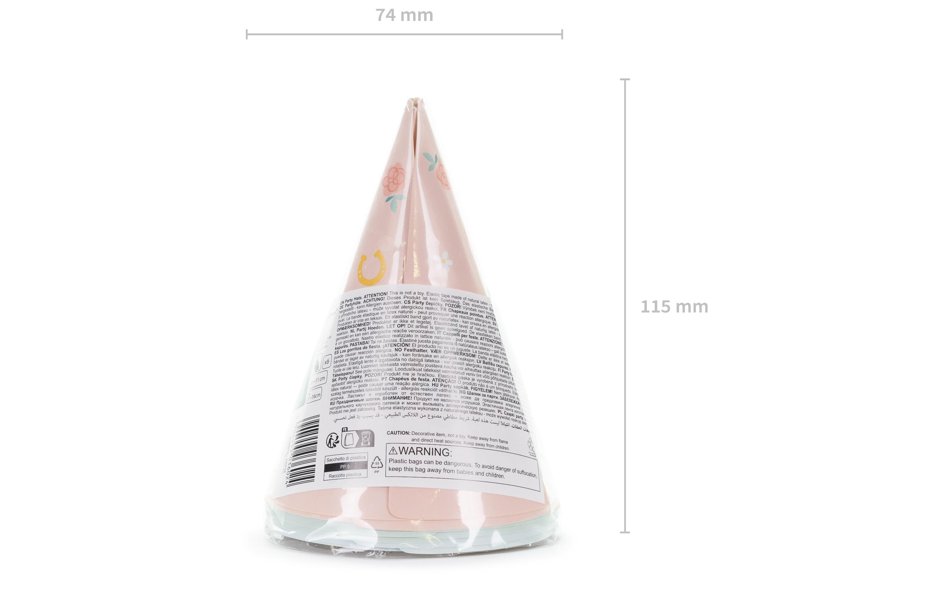 Partydeco Partyhüte Pferd 16 x 11 cm, 6 Stück