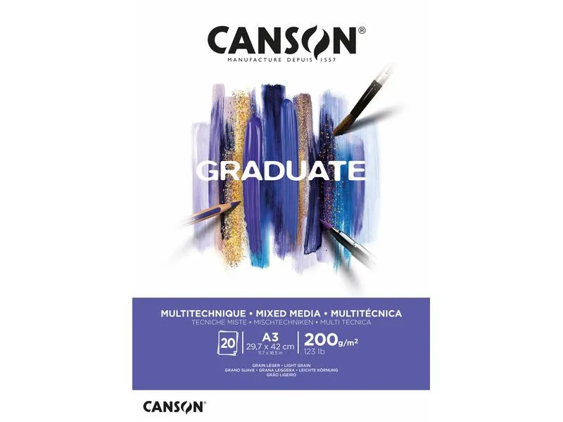Canson Zeichenblock Graduate Mixed Media A3, 20 Blatt Canson Zeichenblock Graduate Mixed Media A3, 20 Blatt