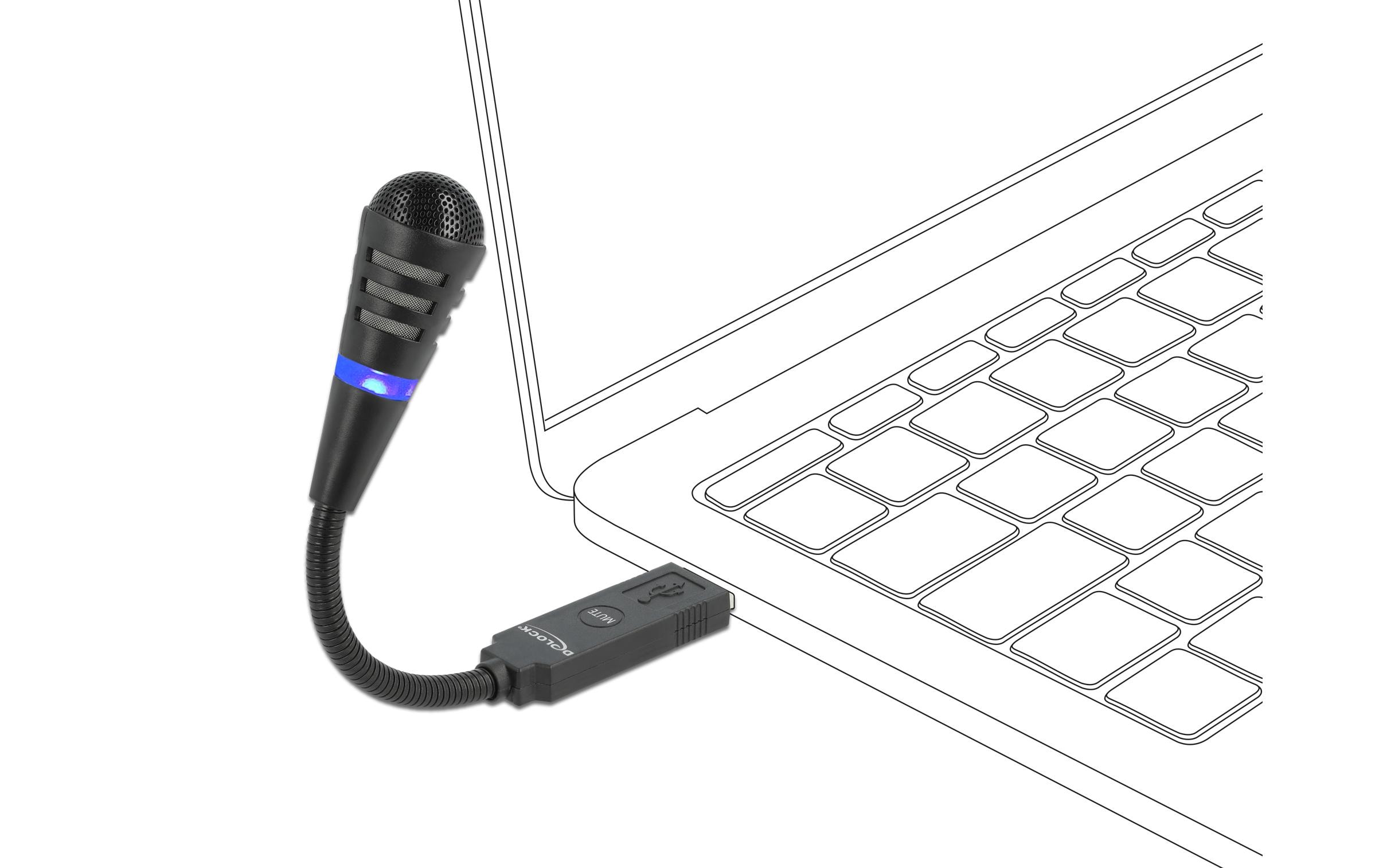 Delock Mikrofon USB Schwanenhals mit Mute Button, Uni-Direktional