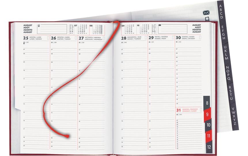 Biella Geschäftsagenda Orario Weinrot, 17.8 x 23.5 cm