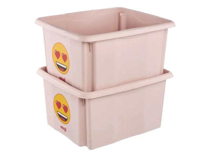 keeeper Karolina Aufbewahrungsbox Kunststoff 30 l Rosa Emoji Hearts keeeper Karolina Aufbewahrungsbox Kunststoff 30 l Rosa Emoji Hearts