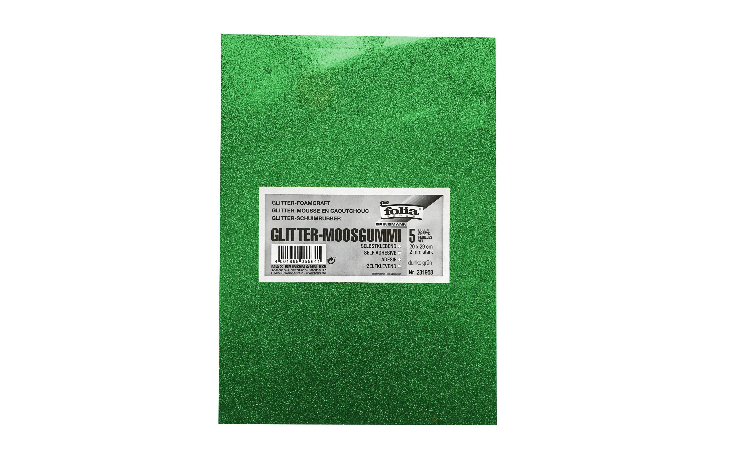 Folia Moosgummi-Set Giltter 5 Stück, Grün