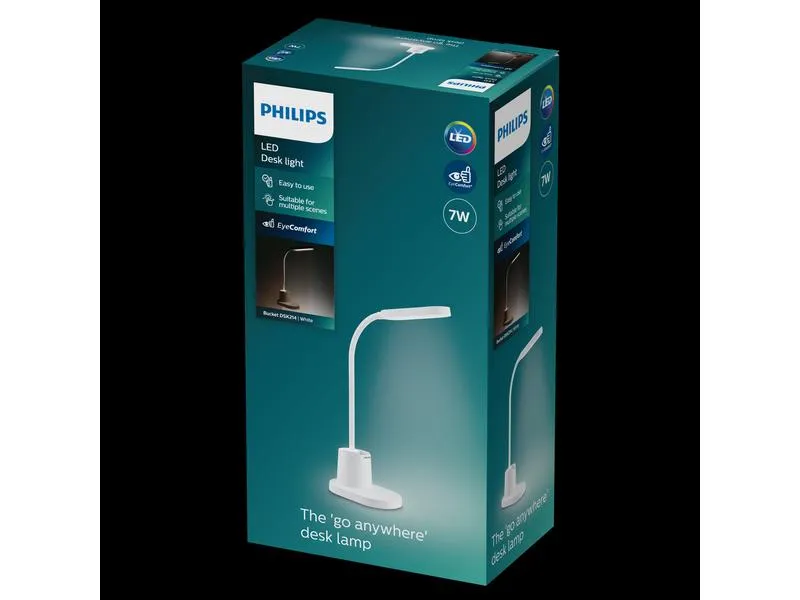 Philips Schreibtischleuchte Bucket, 7.5W, 3000-5700 K, Weiss Philips Schreibtischleuchte Bucket, 7.5W, 3000-5700 K, Weiss