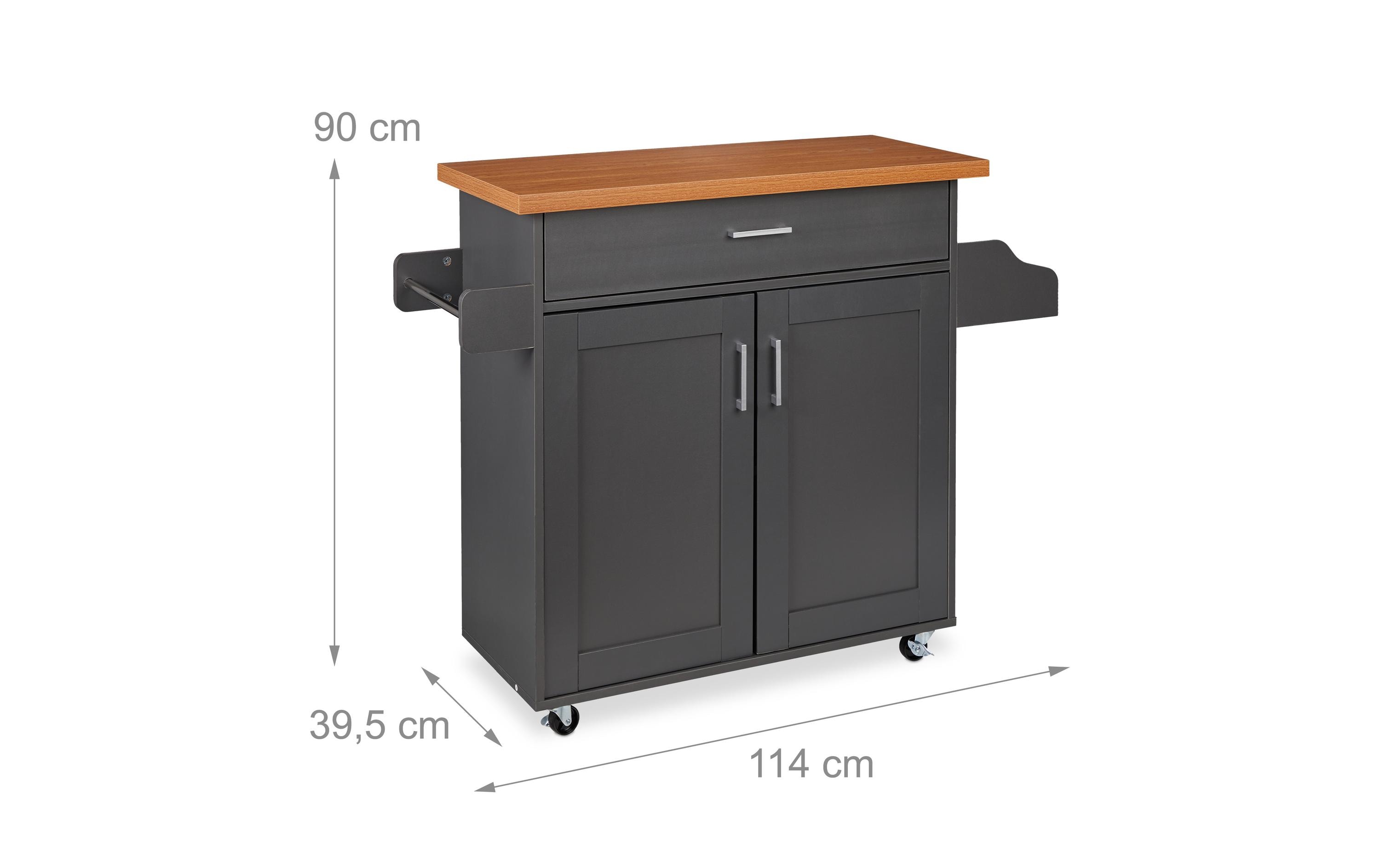 relaxdays Küchenwagen 114 x 90 x 39.5 cm, Grau