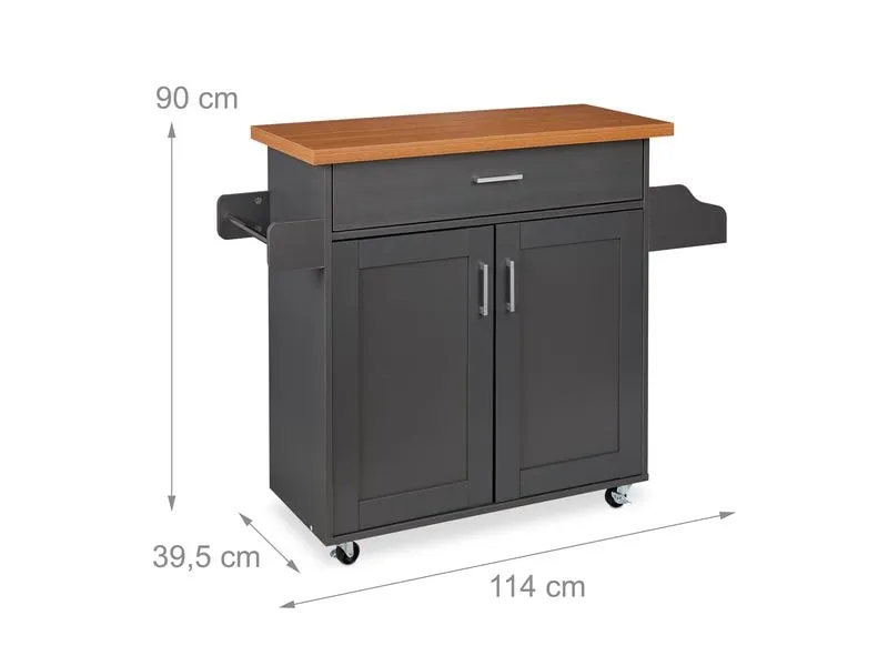 relaxdays Küchenwagen 114 x 90 x 39.5 cm, Grau relaxdays Küchenwagen 114 x 90 x 39.5 cm, Grau
