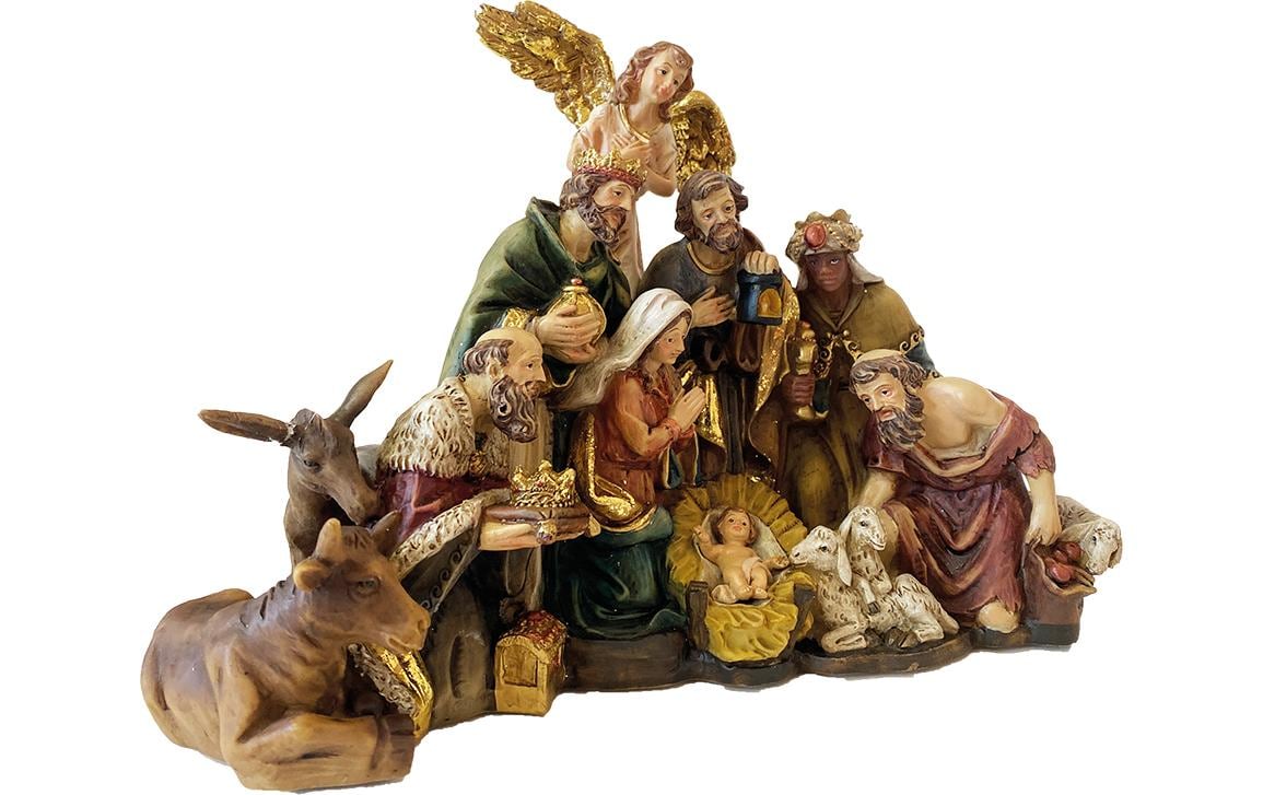 Botanic-Haus Krippenblock mit Eseln 20.2 cm,aus Polyresin