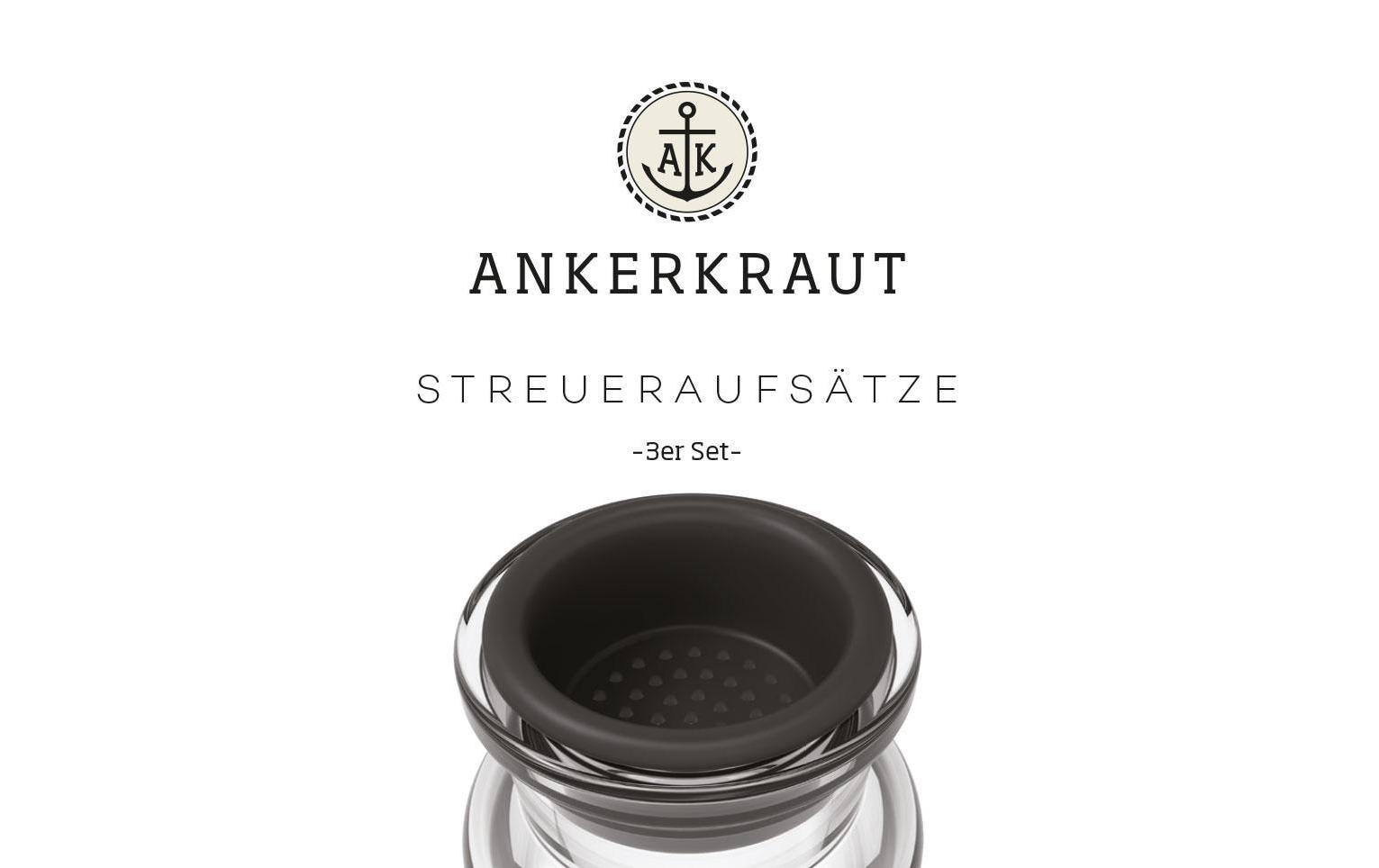 Ankerkraut Korkenglas Streuaufsatz 3er-Set