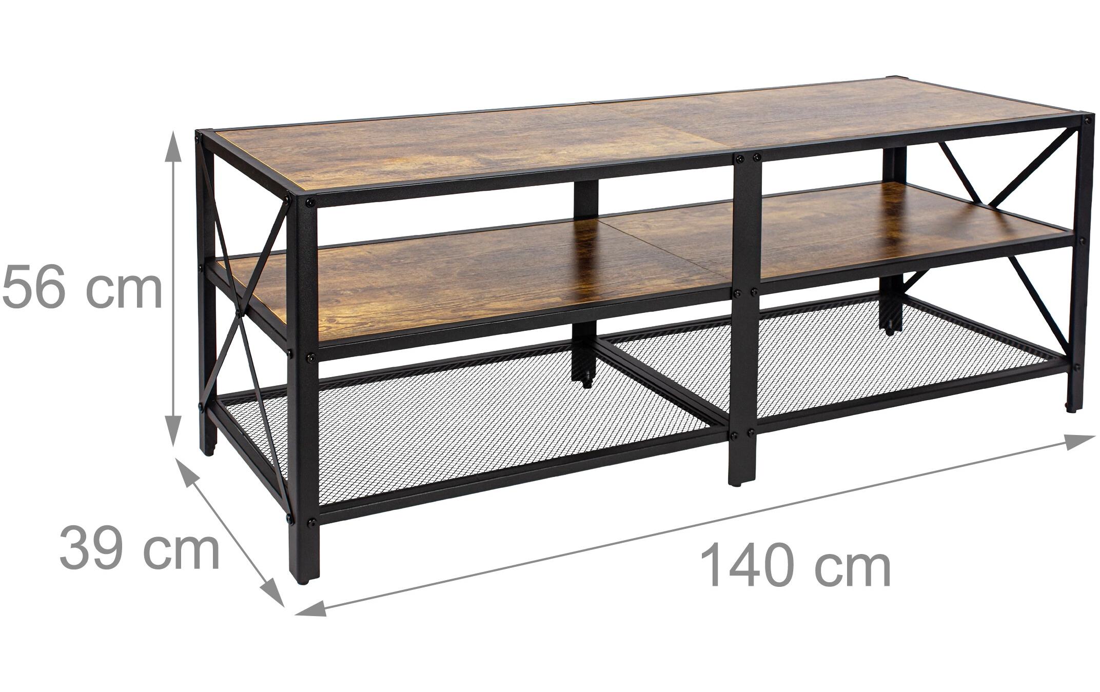 relaxdays TV-Möbel für 60 Zoll TV 52 x 140 cm Schwarz
