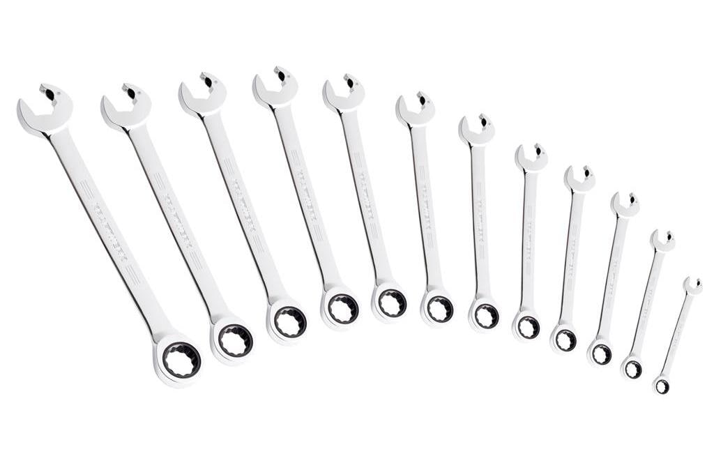 Kraftwerk Ratschen-Ringgabelschlüsselsatz D-CLICKCRAFT 12-teilig Kraftwerk Ratschen-Ringgabelschlüsselsatz D-CLICKCRAFT 12-teilig