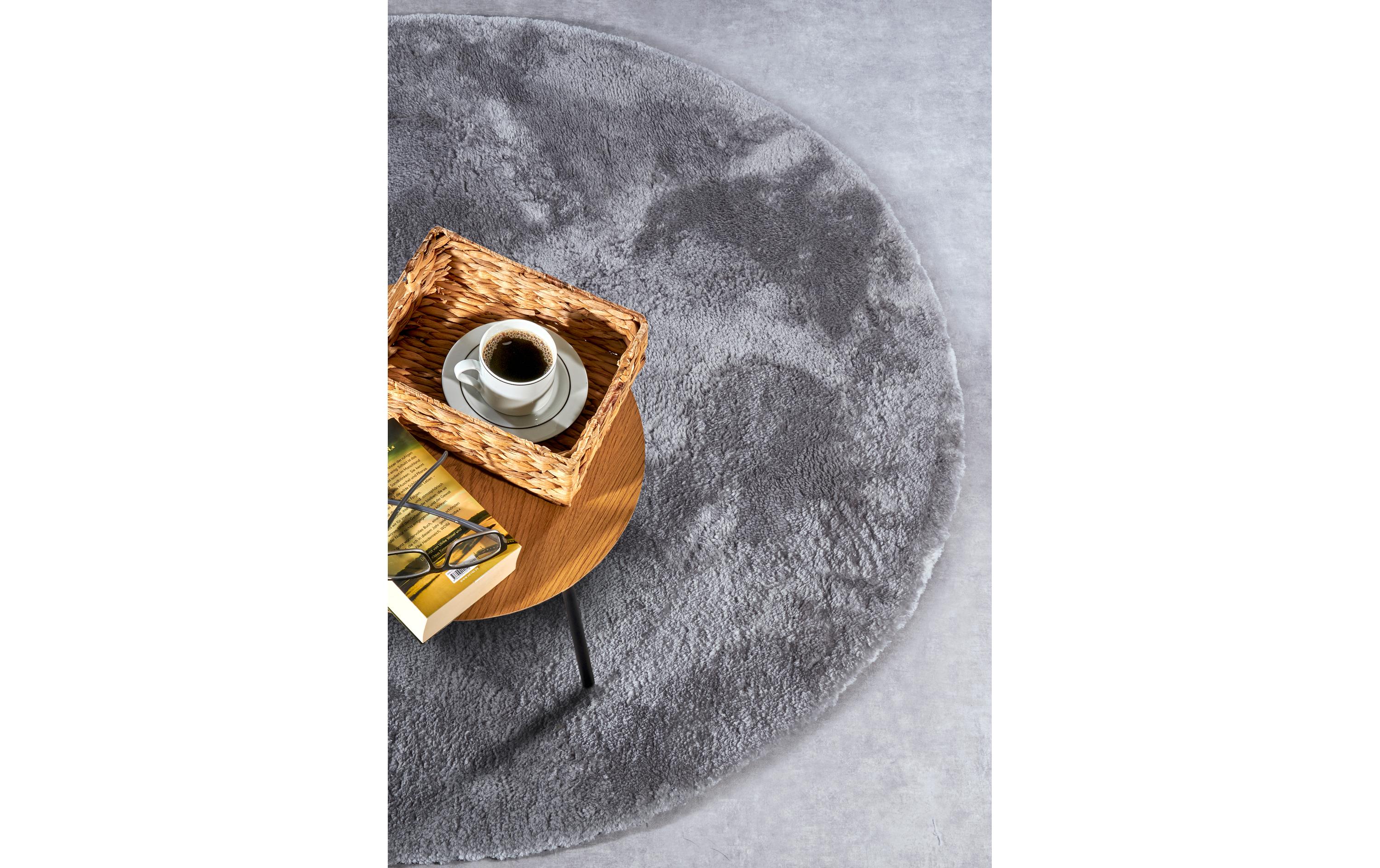 Elle Decoration Teppich Calida Ø 160 cm, Silber