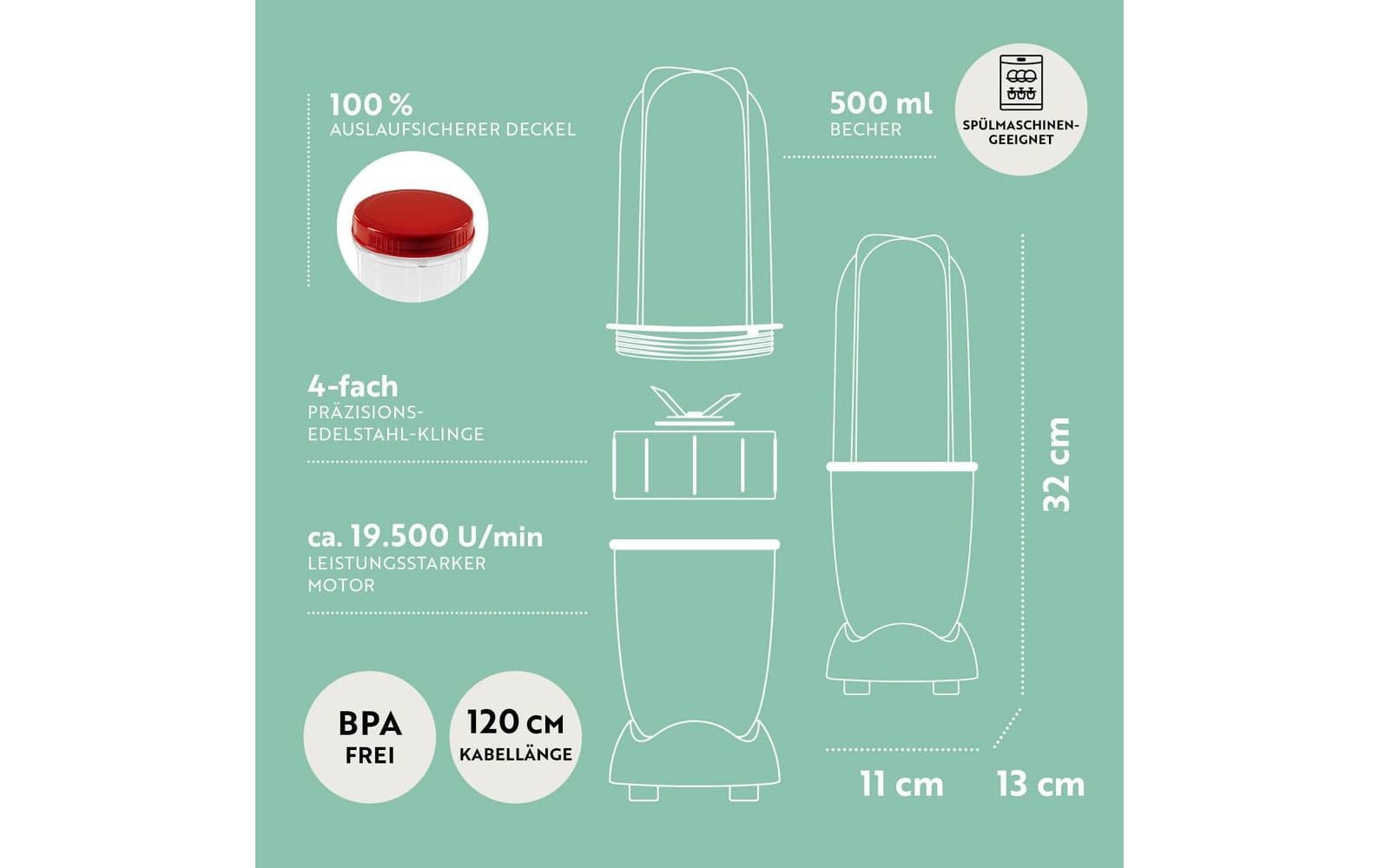 GOURMETmaxx Mr. Magic Mixer Rot/Weiss